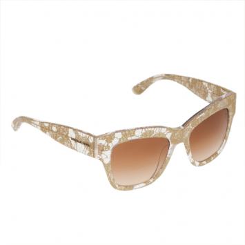 Pre Owned Dolce and Gabbana Gold Lace DG 4231 Square Sunglasses
