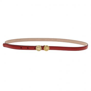 Pre Owned Dolce and Gabbana Red Leather Cintura Skinny Belt Size 90CM