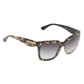 Pre Owned Dolce and Gabbana Black Gold Leaf 4197 Sunglasses
