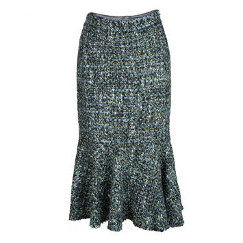 Pre Owned Dolce and Gabbana Multicolor Tweed Peplum Skirt M