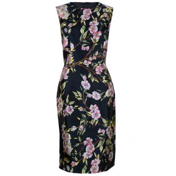 Pre Owned Dolce & Gabbana Black Floral Print Shift Dress M