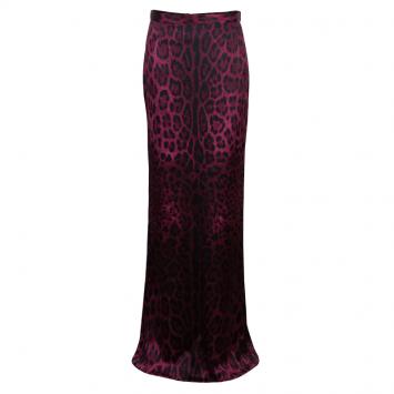 Pre Owned Dolce and Gabbana Purple Leopard Print Maxi Skirt M