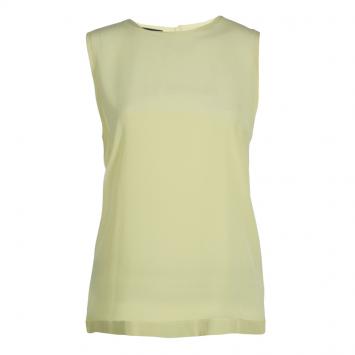 Pre Owned Dolce and Gabbana Yellow Sleeveess Silk Top M