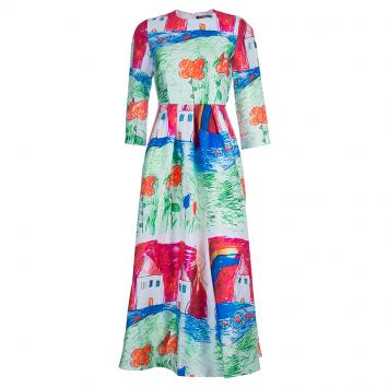 Pre Owned Dolce and Gabbana Hand Drawn Print Dress XS