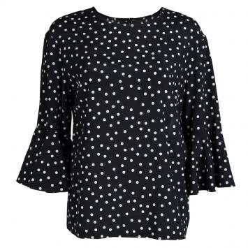 Pre Owned Dolce and Gabbana Black Silk Polka Dot Print Blouse M