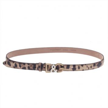 Pre Owned Dolce and Gabbana Leopard Print Dauphine Leather Belt 75CM