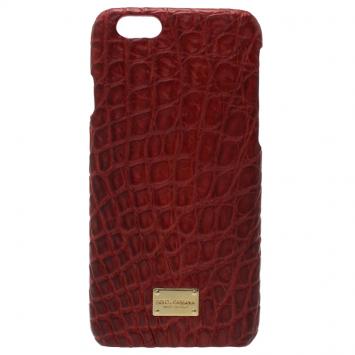 Pre Owned Dolce and Gabbana Red Croc Embossed iPhone 6/6S Case