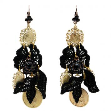 Pre Owned Dolce and Gabbana Coin and Lace Earrings