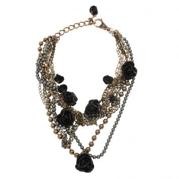 Pre Owned Dolce and Gabbana Flowers Beads and Chains Necklace