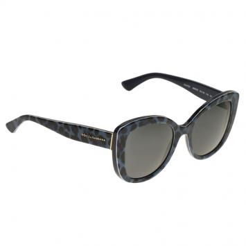 Pre Owned Dolce and Gabbana Blue Leopard Frame 4233 Cat Eye Sunglasses
