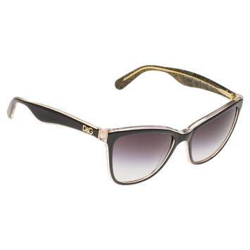 Pre Owned Dolce and Gabbana DG4193 Black & Glitter Gold Cat Eye Sunglasses