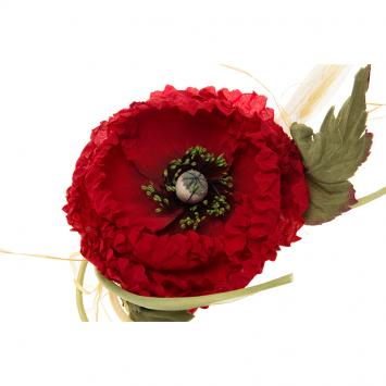 Pre Owned Dolce & Gabbana Large Red Rose Silk Blend Brooch