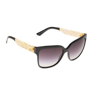 Pre Owned Dolce and Gabbana Black DG4212 Filigree Cat Eye Sunglasses