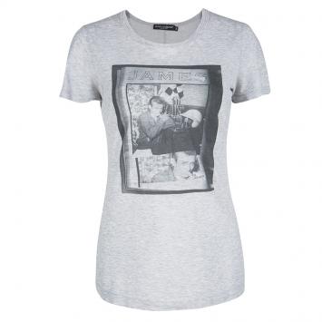 Pre Owned Dolce and Gabbana Grey Cotton James Dean Print T-Shirt S