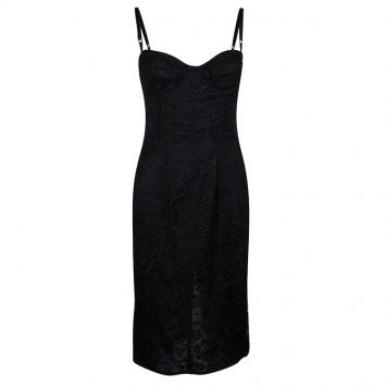 Pre Owned Dolce and Gabbana Black Lace Bustier Dress S