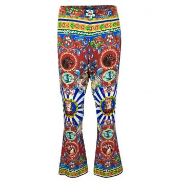 Pre Owned Dolce and Gabbana Carretto Siciliano Print Knit Trousers M