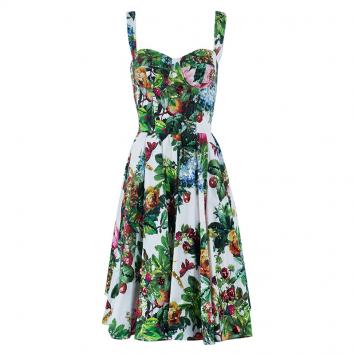 Pre Owned Dolce and Gabbana Floral Printed Flare Dress S