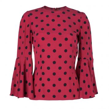 Pre Owned Dolce and Gabbana Red Dotted Top S