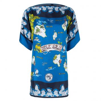 Pre Owned Dolce And Gabbana Isole Eolie Printed Silk Oversize Top XS