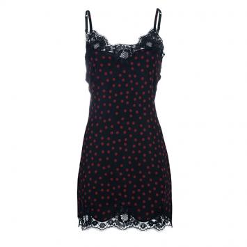 Pre Owned Dolce And Gabbana Polka Dot Lace Dress M