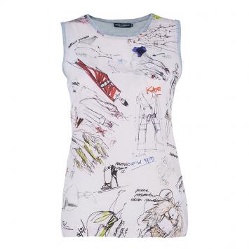 Pre Owned Dolce and Gabbana Silk Cotton Printed Top S