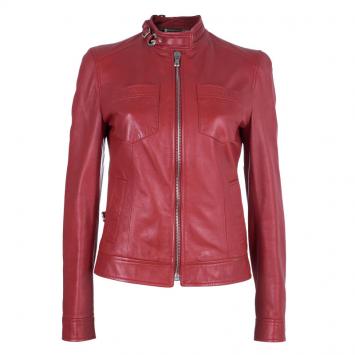 Pre Owned Dolce and Gabbana Red Leather Jacket S