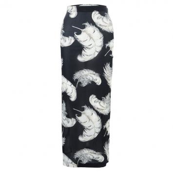 Pre Owned Dolce and Gabbana Feather Print Maxi Skirt S