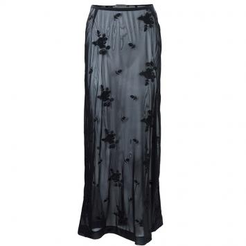 Pre Owned Dolce and Gabbana Black Net Floral Skirt M