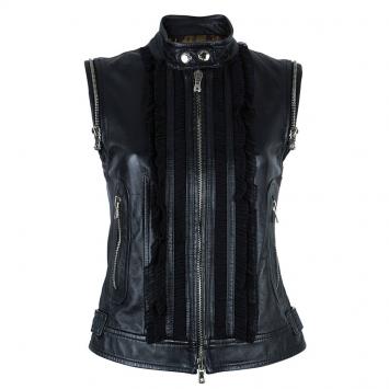 مملوكة مسبقًا Dolce and Gabbana Black Sleeveless Leather Jacket S