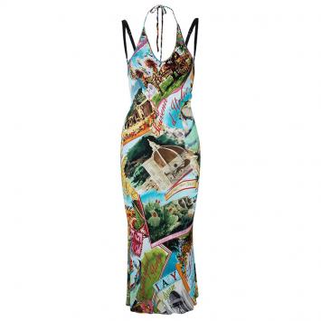 Pre Owned Dolce and Gabbana Multi-print Bustier Dress S