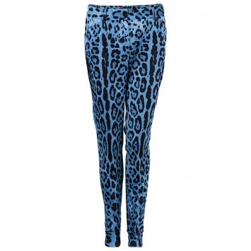 Pre Owned Dolce And Gabbana Blue Leopard Print Trousers S