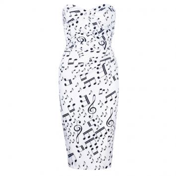 Pre Owned Dolce And Gabbana Strapless Musical Note Print Dress S