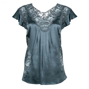 Pre Owned Dolce And Gabbana Green Silk Lace Top S