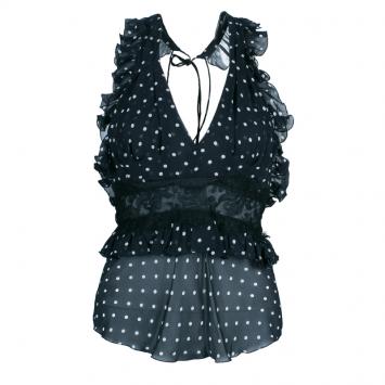 Pre Owned Dolce and Gabbana Chiffon Halter Polka-dot Top S