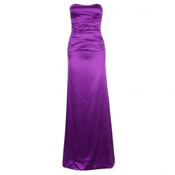 Pre Owned Dolce and Gabbana Purple Satin Evening Gown S