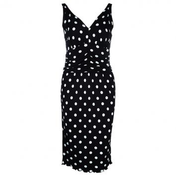 Pre Owned Dolce And Gabbana Monochrome Polka-dot Dress S