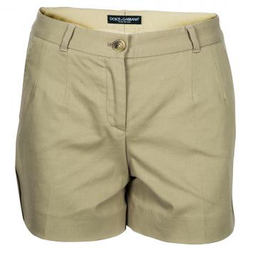 Pre Owned Dolce And Gabbana Beige Cotton Shorts XS
