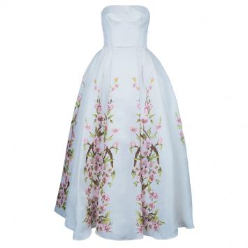 Pre Owned Dolce & Gabbana Rose-print Silk Mikado Dress S