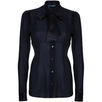 Pre Owned Dolce & Gabbana Black Long Sleeve Silk Blouse S