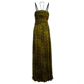 Pre Owned Dolce And Gabbana Strapless Leopard Print Gown M