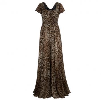 Pre Owned Dolce And Gabbana Leopard Print Gown M