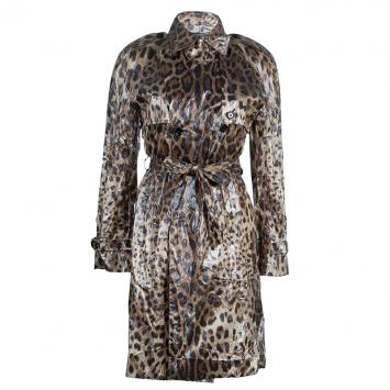 Pre Owned Dolce And Gabbana Leopard Print Coat M