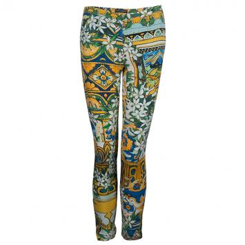 Pre Owned Dolce And Gabbana Multicolored Floral Print Silk Trousers S