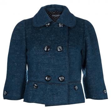 Pre Owned Dolce and Gabbana Blue Wool Double Breasted Jacket S