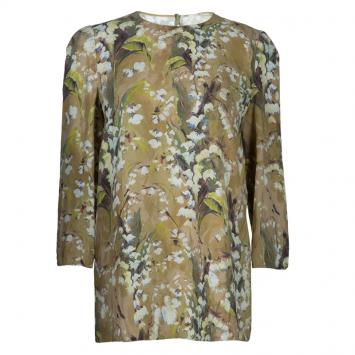 Pre Owned Dolce and Gabbana Brown Floral Print Top M
