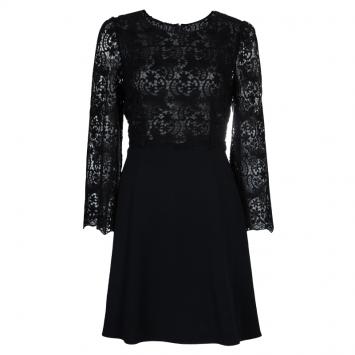 Pre Owned Dolce and Gabbana Black Long Sleeve Lace Dress  L