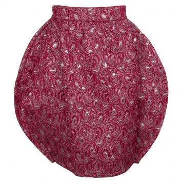 Pre Owned Dolce and Gabbana Red Embossed Lurex Jacquard Balloon Skirt S