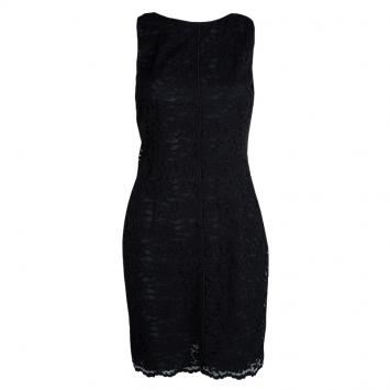Pre Owned Dolce and Gabbana Black Lace Sleeveless Dress M