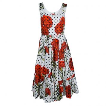 Pre Owned Dolce & Gabbana Polka-dot Floral Print Dress M