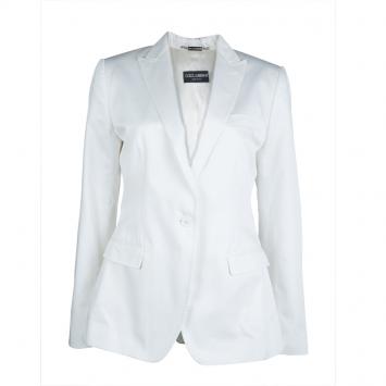 Pre Owned Dolce And Gabbana White Cotton Tailored Blazer M